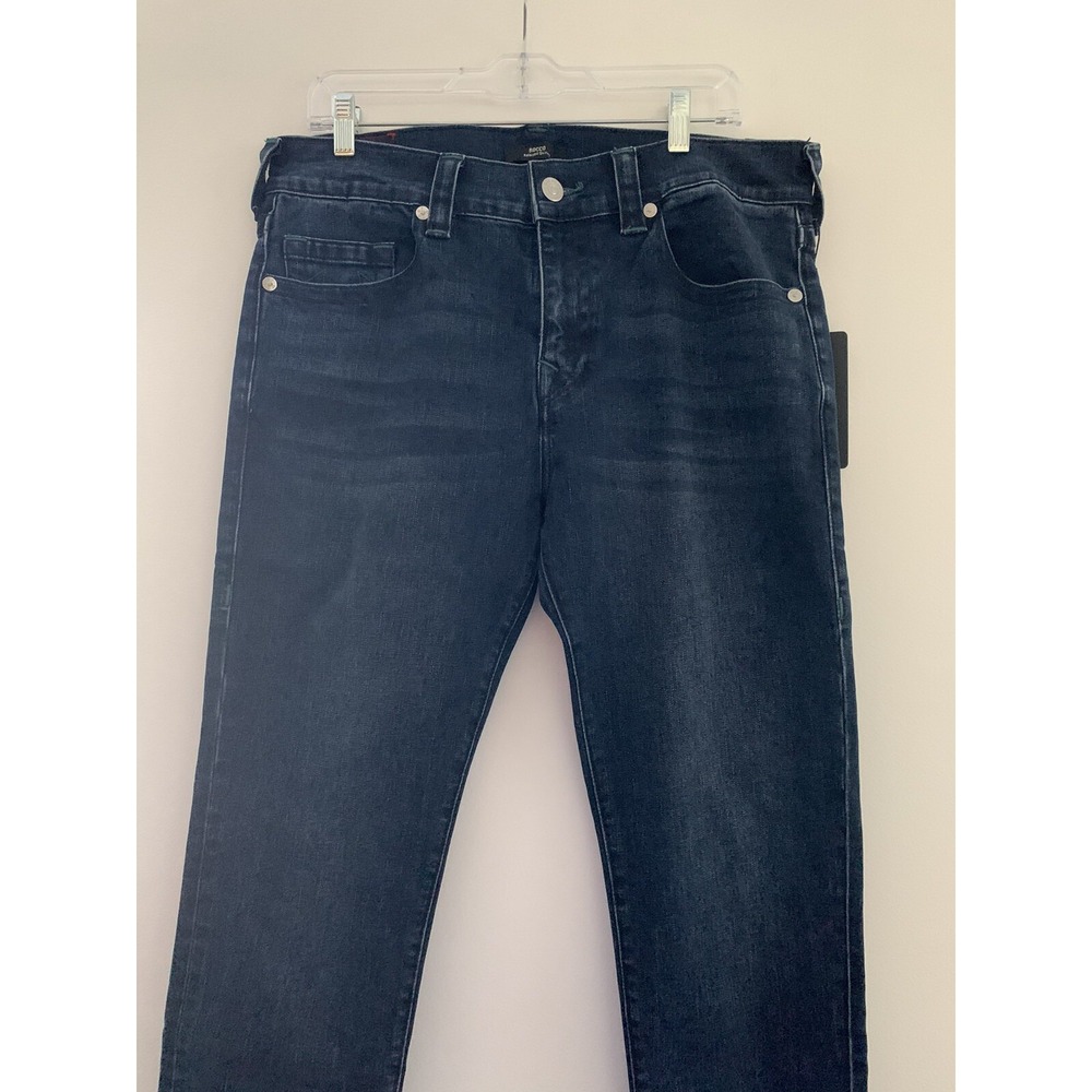 NWT TRUE RELIGION ROCCO RELAXED SKINNY NO FLAP Blue JEANS 34 X 32